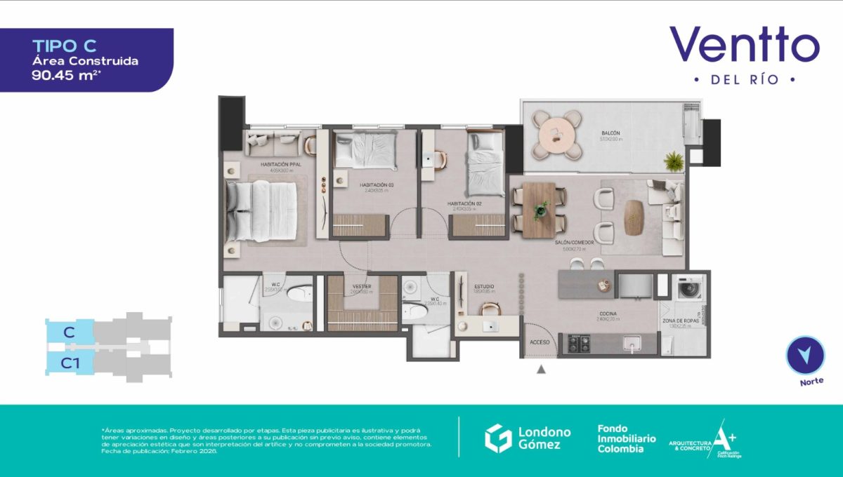 plano 90 m2